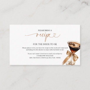 Espresso Martini Bridal Shower Recipe Request Enclosure Card