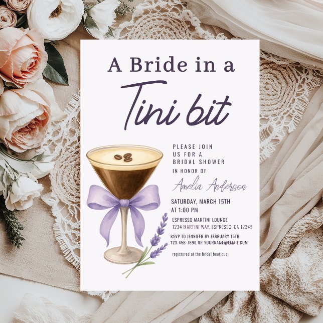 Espresso Martini Bride in a Tini Bit Bridal Shower Invitation (Creator Uploaded)