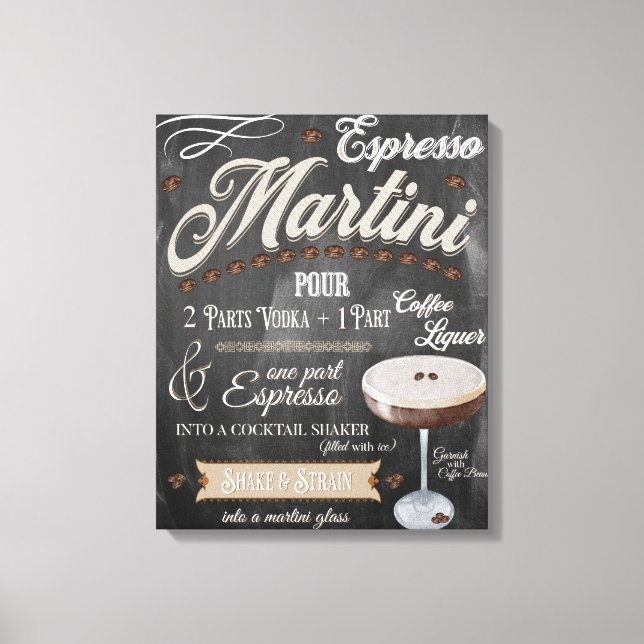 Espresso Martini Chalkboard Recipe Canvas Print (Front)