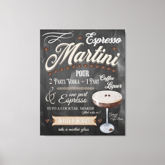 Espresso Martini Chalkboard Recipe Canvas Print (Front)