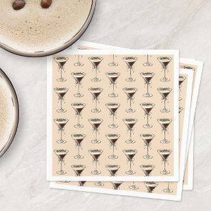 Espresso Martini Cocktail Pattern Brown Birthday Napkin