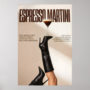 Espresso Martini Cocktail Poster, Modern Bar, Chic Poster