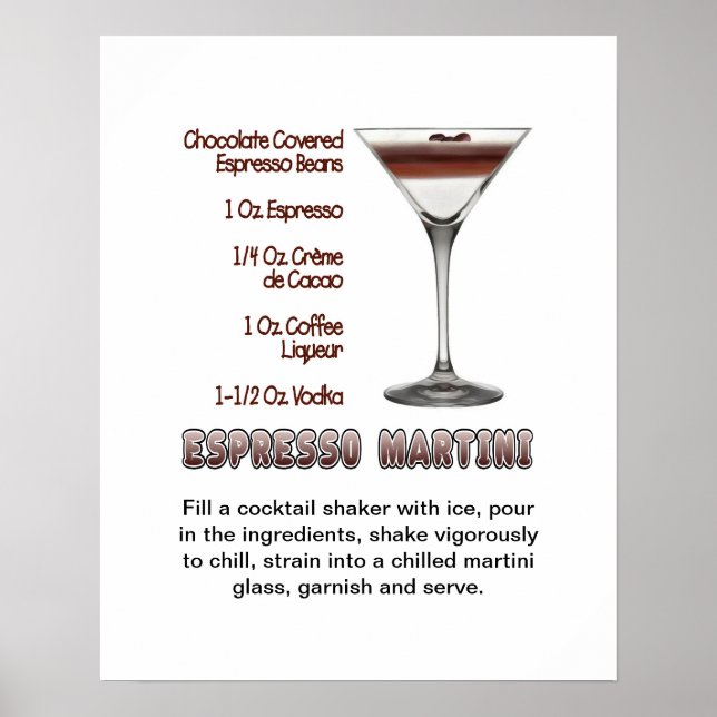 Espresso Martini Cocktail Recipe 16"x20" Poster (Front)