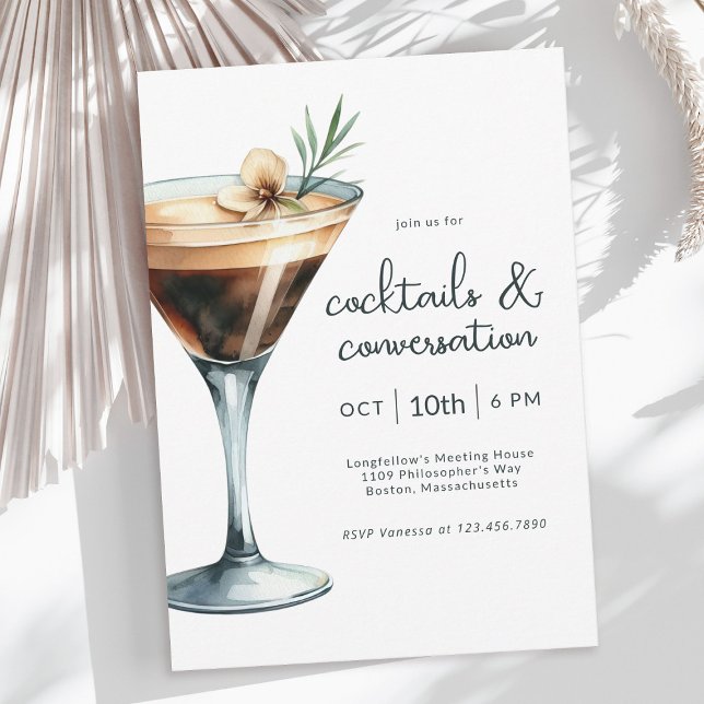 Espresso Martini Cocktails and Conversation Event Invitation (Available in both printed and instant download digital formats.)