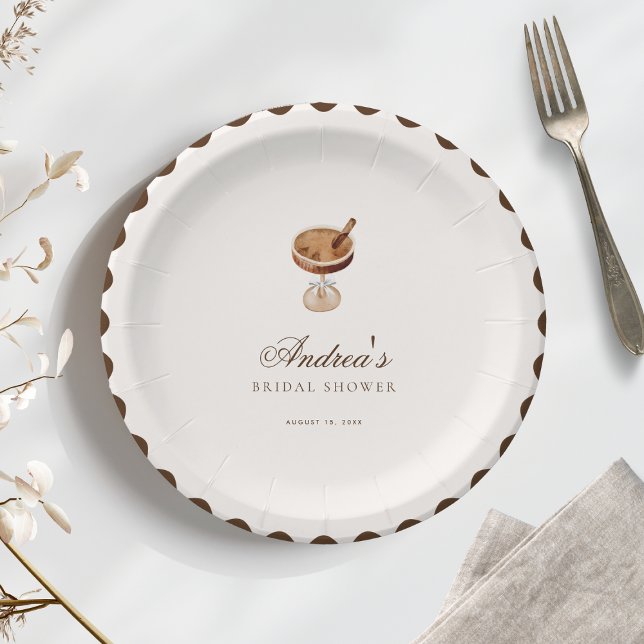 Espresso Martini Coffee Theme Bridal Shower Party Paper Plate (Creator Uploaded)