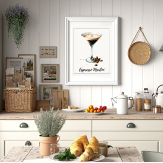 Espresso Martini Elegant Cocktail Art Print Bar