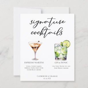 Espresso Martini Gin & Tonic Cocktail Wedding Menu