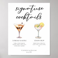 Espresso Martini Lemon Drop Cocktails Wedding Menu
