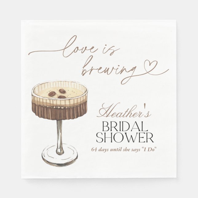Espresso Martini Love Is Brewing Bridal Shower  Napkin (Front)