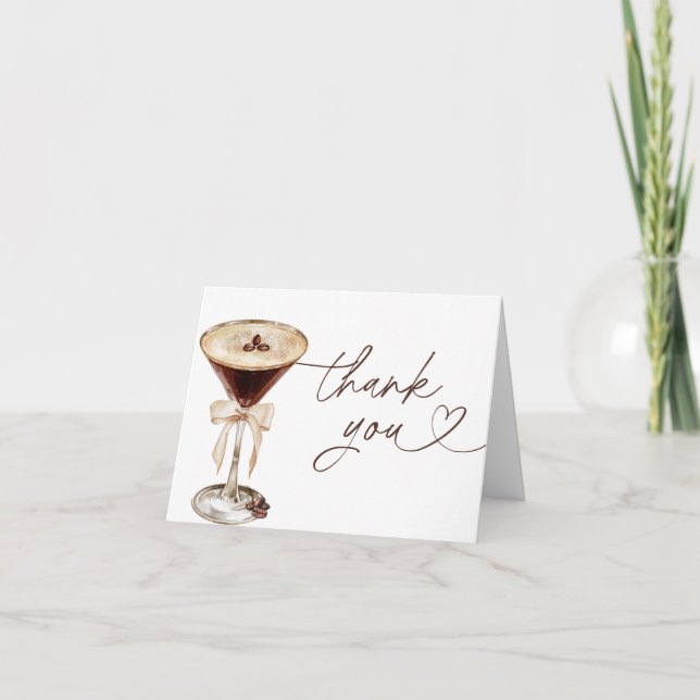Espresso Martini Love Is Brewing Bridal Shower  Thank You Card (Front)