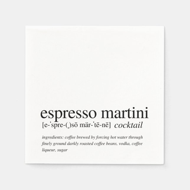 Espresso Martini Modern Quote Black Typography Napkin (Front)