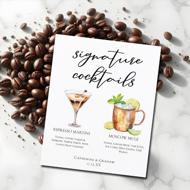 Espresso Martini Moscow Mule Cocktail Mariage Menu (Créateur téléchargé)