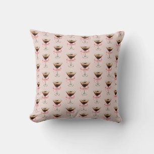 Espresso Martini Pattern Pink Throw Pillow