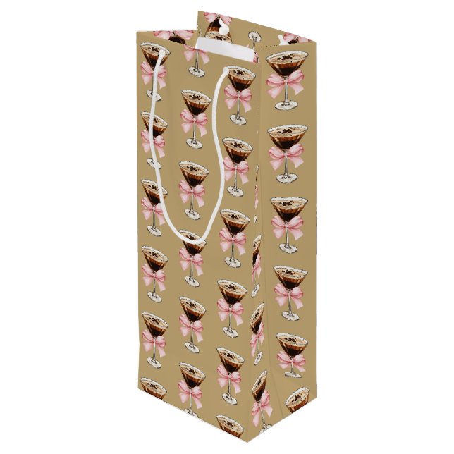 Espresso Martini Pattern Wine Gift Bag (Back Angled)
