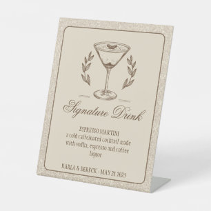 Espresso Martini Signature Drink Wedding Pedestal Sign