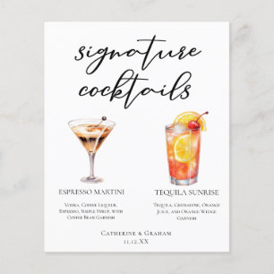 Espresso Martini Tequila Sunrise Cocktails Menu