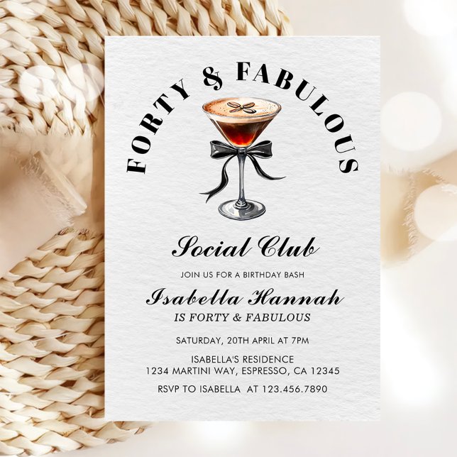 Espresso Martini Tini Bit Older 40thBirthday Party Invitation (Creator Uploaded)