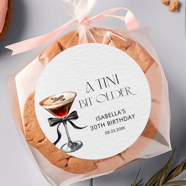 Espresso Martini Tini Bit Older Birthday Party Classic Round Sticker (Creator Uploaded)