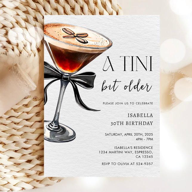 Espresso Martini Tini Bit Older Birthday Party Invitation (Creator Uploaded)