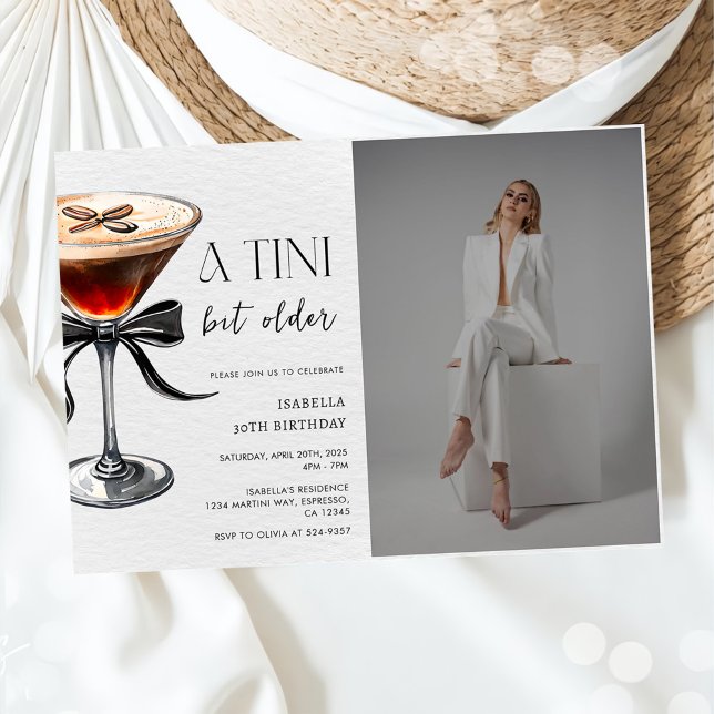 Espresso Martini Tini Bit Older Birthday Photo Invitation (Creator Uploaded)