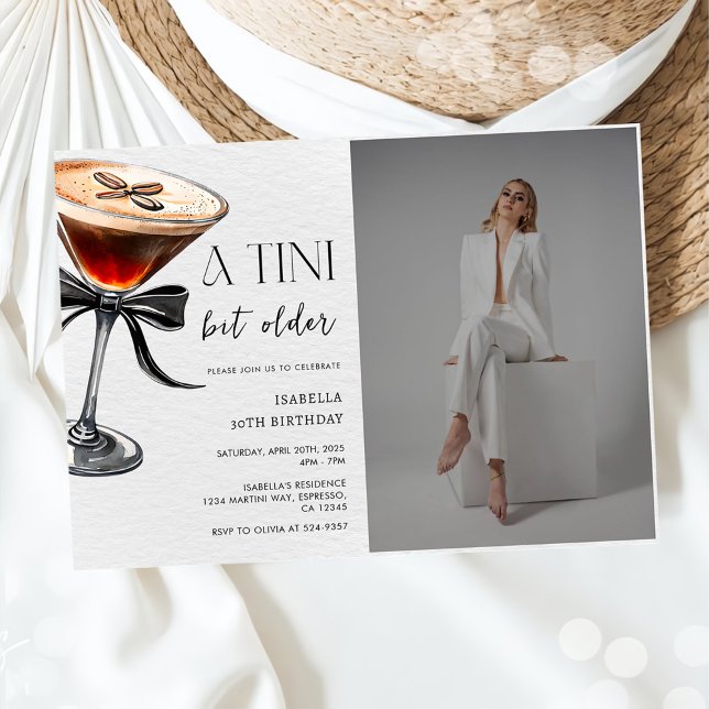 Espresso Martini Tini Bit Older Birthday Photo Invitation (Creator Uploaded)