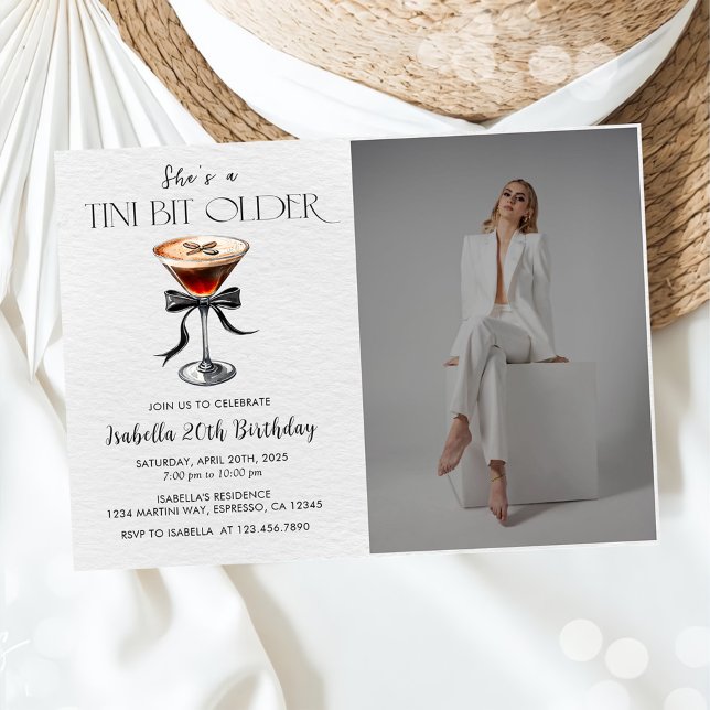 Espresso Martini Tini Bit Older Birthday Photo Invitation (Creator Uploaded)