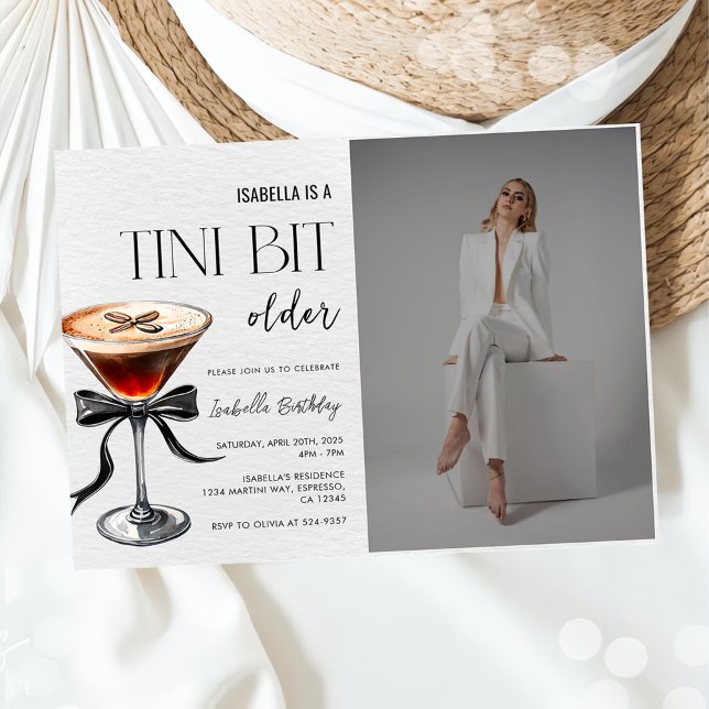 Espresso Martini Tini Bit Older Birthday Photo Invitation (Creator Uploaded)