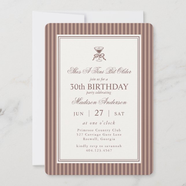Espresso Martini Tini Bit Older Coffee Birthday Invitation (Front)