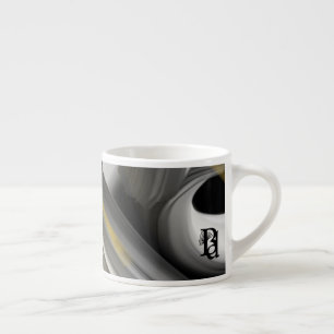 Espresso Mug Abstrait Art Noir Blanc Or