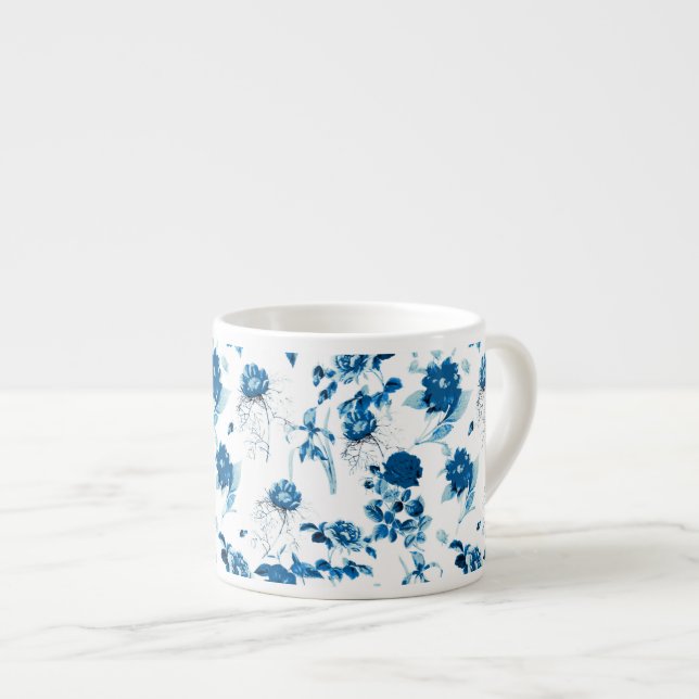 Espresso Mug-Blue Floral  Cup (Front Right)