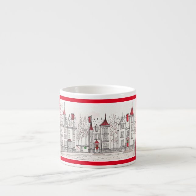 Espresso Mug with Victorian Christmas Village (Front)