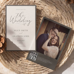 Espresso Photo Back QR Classic Minimalist Wedding  Invitation