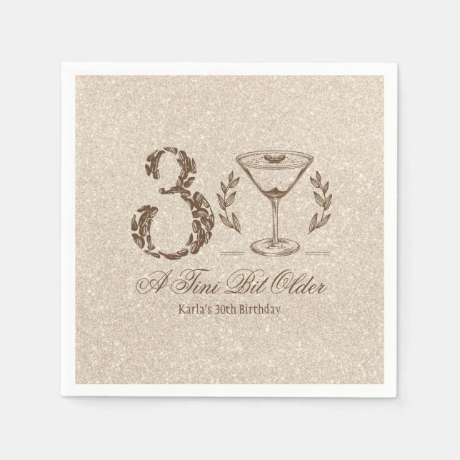 Espresso Tini Bit Older Elegant 30th Birthday Napkin (Front)