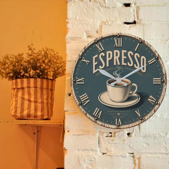 Espresso Vintage Farmhouse Coffee Bar Kitchen Large Clock (Creator Uploaded)
