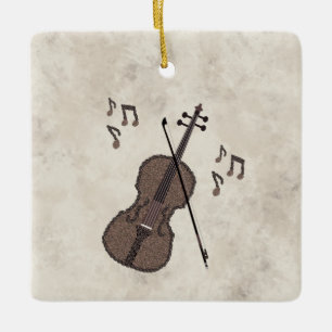 Espresso Violino-Violin created with coffee beans- Ceramic Ornament