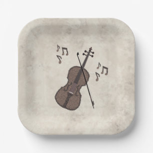 Espresso Violino-Violin created with coffee beans- Paper Plate
