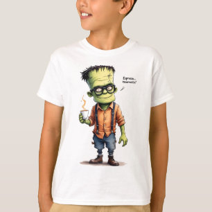 Espresso-wake up, Frankenstein with a coffee cup, T-Shirt