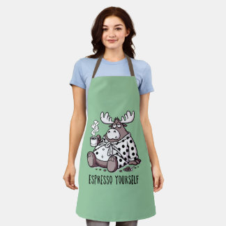 Espresso Yourself Funny Sleepy Moose Coffee Lover Apron