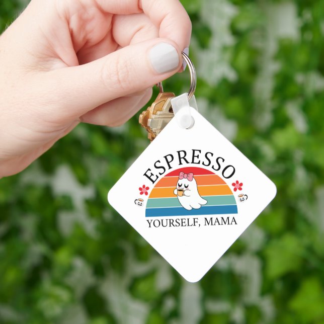 Espresso Yourself Mama - Retro Rainbow Ghost Keychain (Hand)