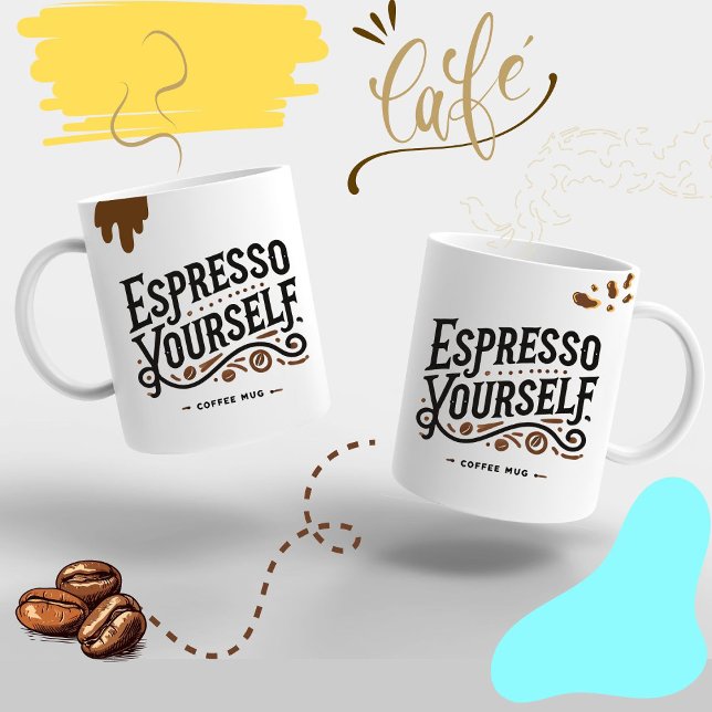 Espresso Yourself' Modern Coffee Lover Gift ☕ Espresso Cup (Creator Uploaded)