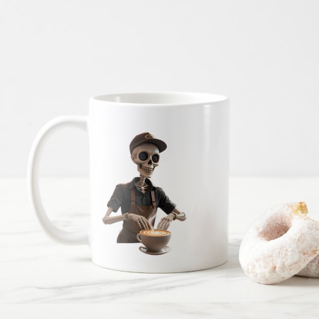 Espresso Yourself – Skeleton Coffee Shop Vibes Mug (With Donut)