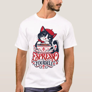 Espresso Yourself Tuxedo Cat Coffee Lover T-Shirt
