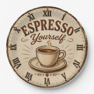 Espresso Yourself Vintage Coffee Paper Plate