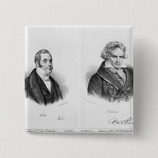 Esprit Auber  and Ludwig van Beethoven 2 Inch Square Button (Front)