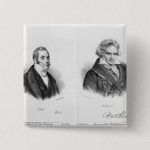 Esprit Auber  and Ludwig van Beethoven 2 Inch Square Button