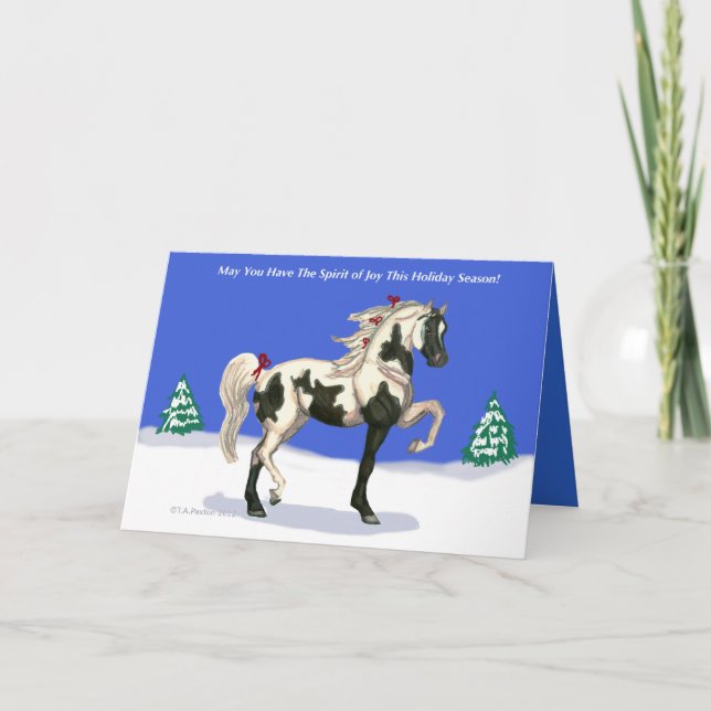 Esprit de carte de Noël Arabe de cheval de Pinto (Devant)