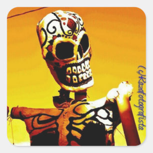 Esqueleto con Fuego Square Sticker