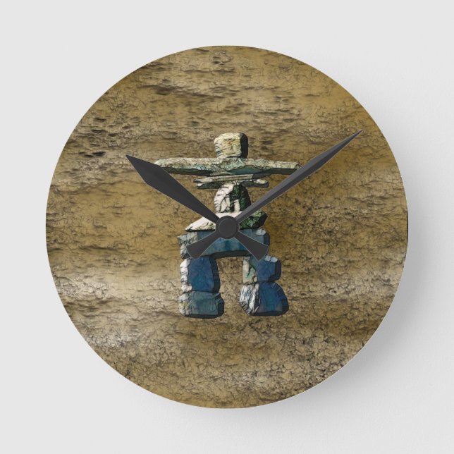 Esquimau inuit Inukshuk & Horloge de texture rock  (Recto)