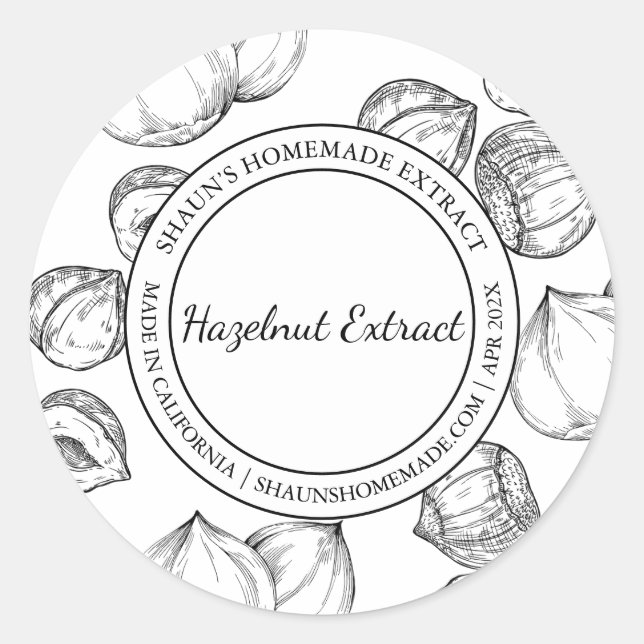 Esquisse d'extrait de noisette étiquette moderne (Devant)