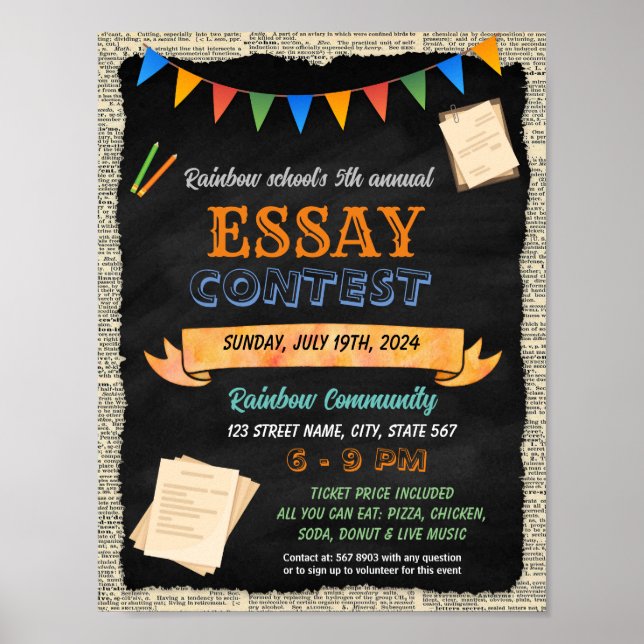 Essay contest event template poster (Front)